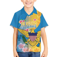 US Virgin Islands Hawaiian Shirt Coat of Arms Plumeria Curve Style - Wonder Print Shop