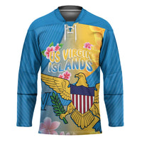 US Virgin Islands Hockey Jersey Coat of Arms Plumeria Curve Style - Wonder Print Shop