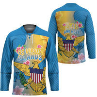 US Virgin Islands Hockey Jersey Coat of Arms Plumeria Curve Style - Wonder Print Shop