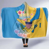 US Virgin Islands Hooded Blanket Coat of Arms Plumeria Curve Style - Wonder Print Shop