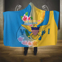 US Virgin Islands Hooded Blanket Coat of Arms Plumeria Curve Style - Wonder Print Shop