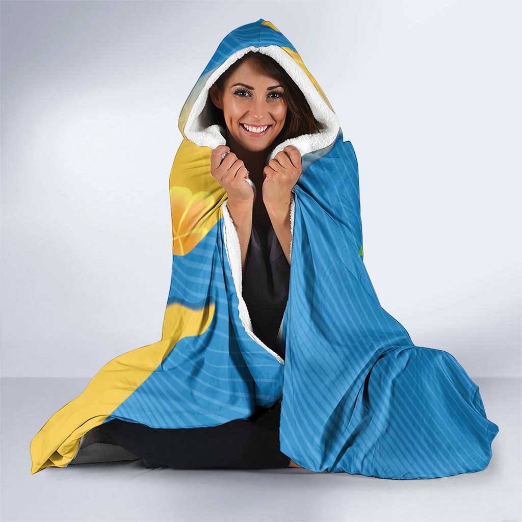 US Virgin Islands Hooded Blanket Coat of Arms Plumeria Curve Style - Wonder Print Shop