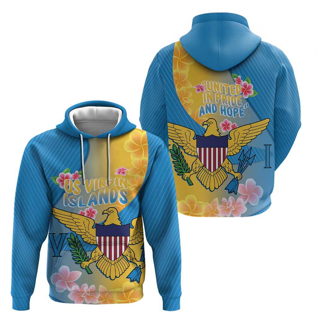 US Virgin Islands Hoodie Coat of Arms Plumeria Curve Style - Wonder Print Shop