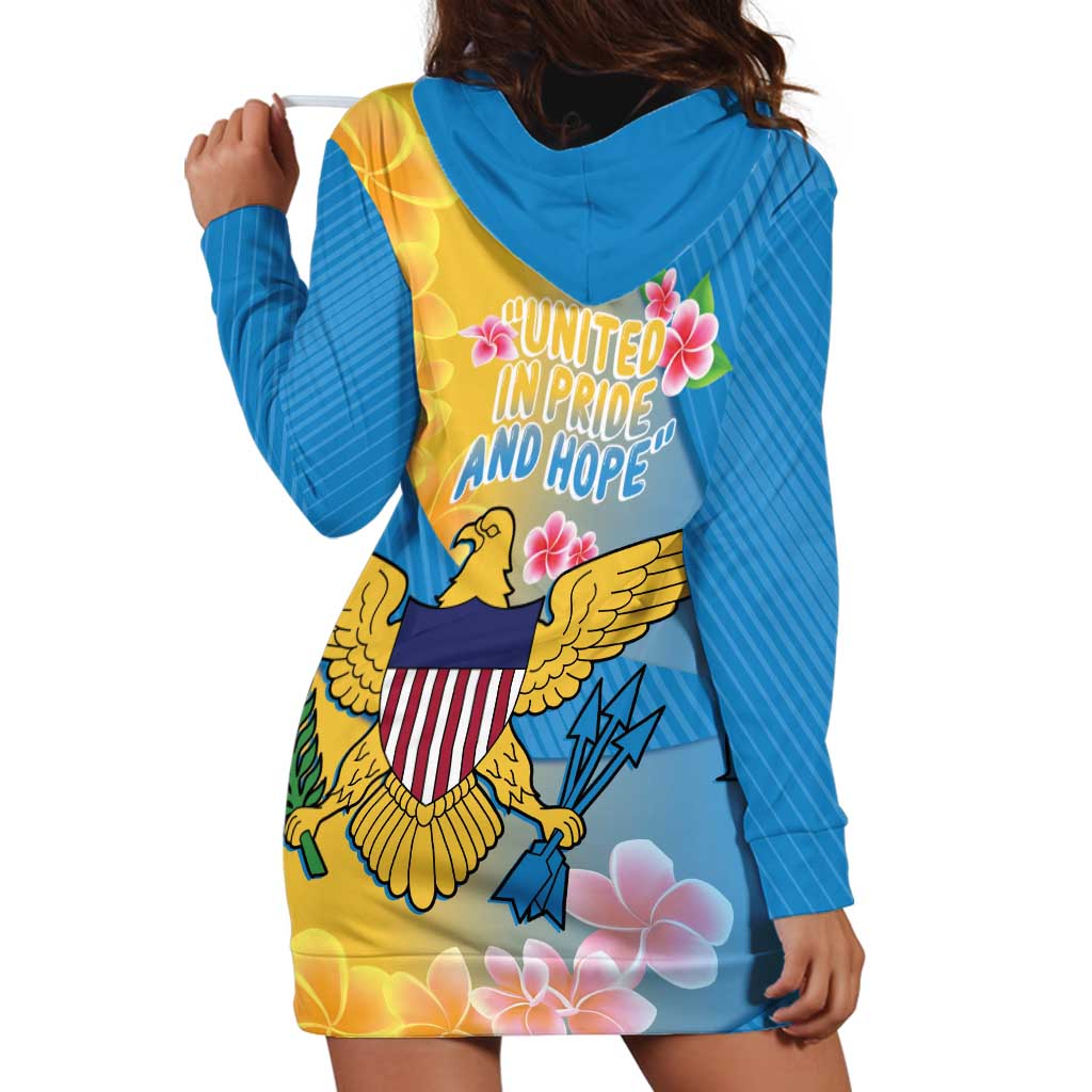 US Virgin Islands Hoodie Dress Coat of Arms Plumeria Curve Style - Wonder Print Shop
