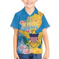 US Virgin Islands Kid Hawaiian Shirt Coat of Arms Plumeria Curve Style - Wonder Print Shop