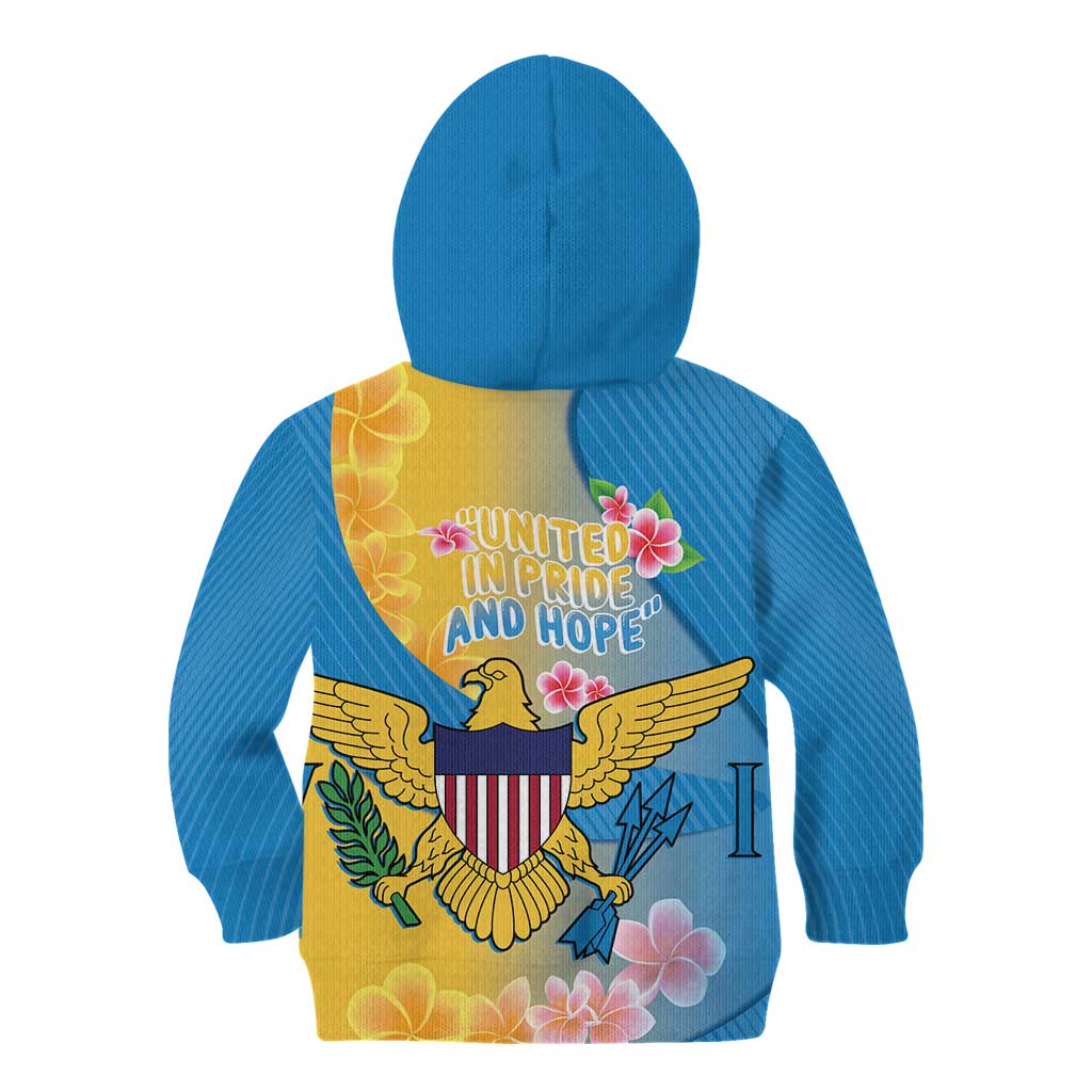 US Virgin Islands Kid Hoodie Coat of Arms Plumeria Curve Style - Wonder Print Shop