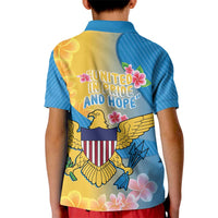 US Virgin Islands Kid Polo Shirt Coat of Arms Plumeria Curve Style - Wonder Print Shop