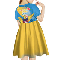 US Virgin Islands Kid Short Sleeve Dress Coat of Arms Plumeria Curve Style - Wonder Print Shop