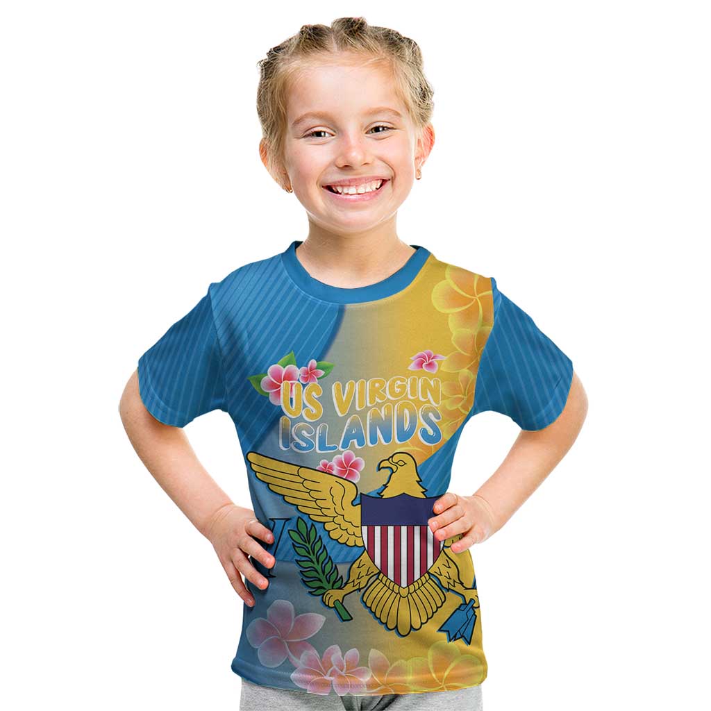 US Virgin Islands Kid T Shirt Coat of Arms Plumeria Curve Style - Wonder Print Shop