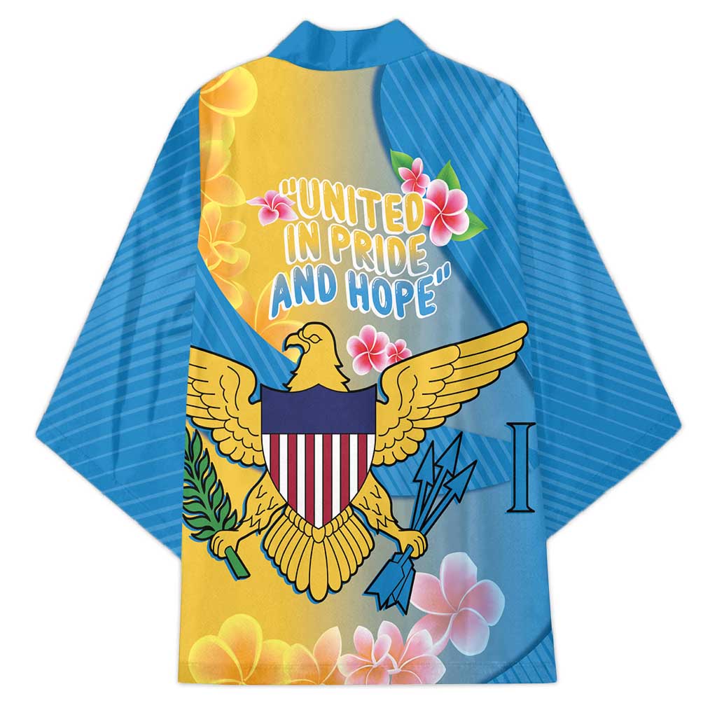 US Virgin Islands Kimono Coat of Arms Plumeria Curve Style - Wonder Print Shop