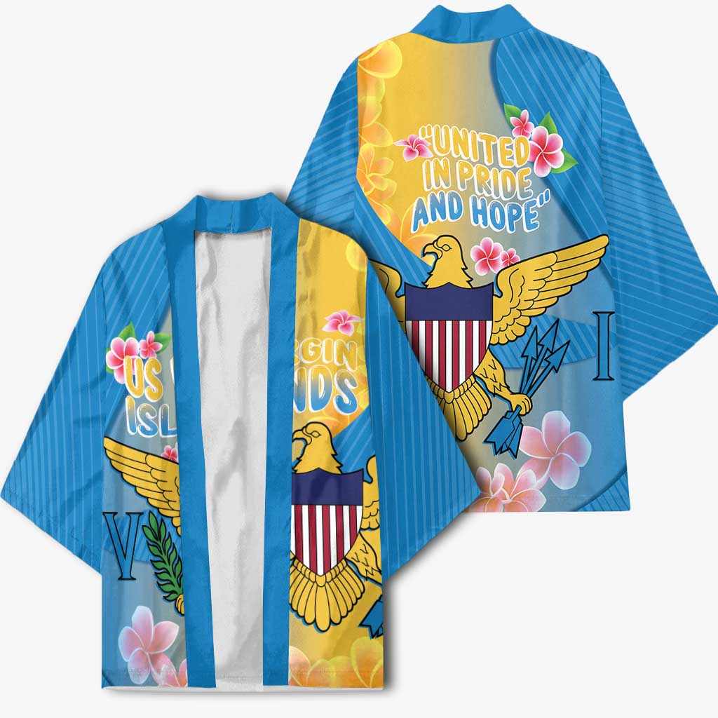 US Virgin Islands Kimono Coat of Arms Plumeria Curve Style - Wonder Print Shop
