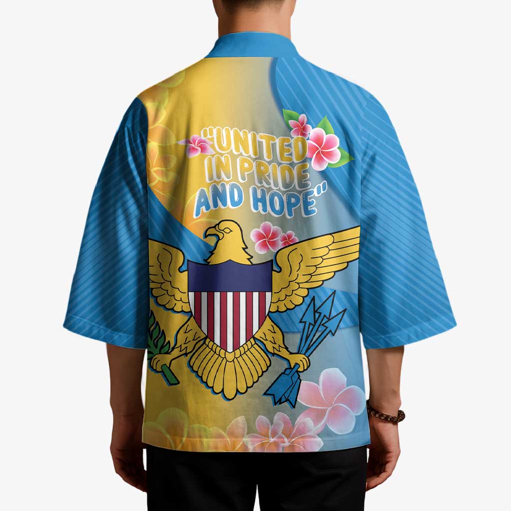 US Virgin Islands Kimono Coat of Arms Plumeria Curve Style - Wonder Print Shop