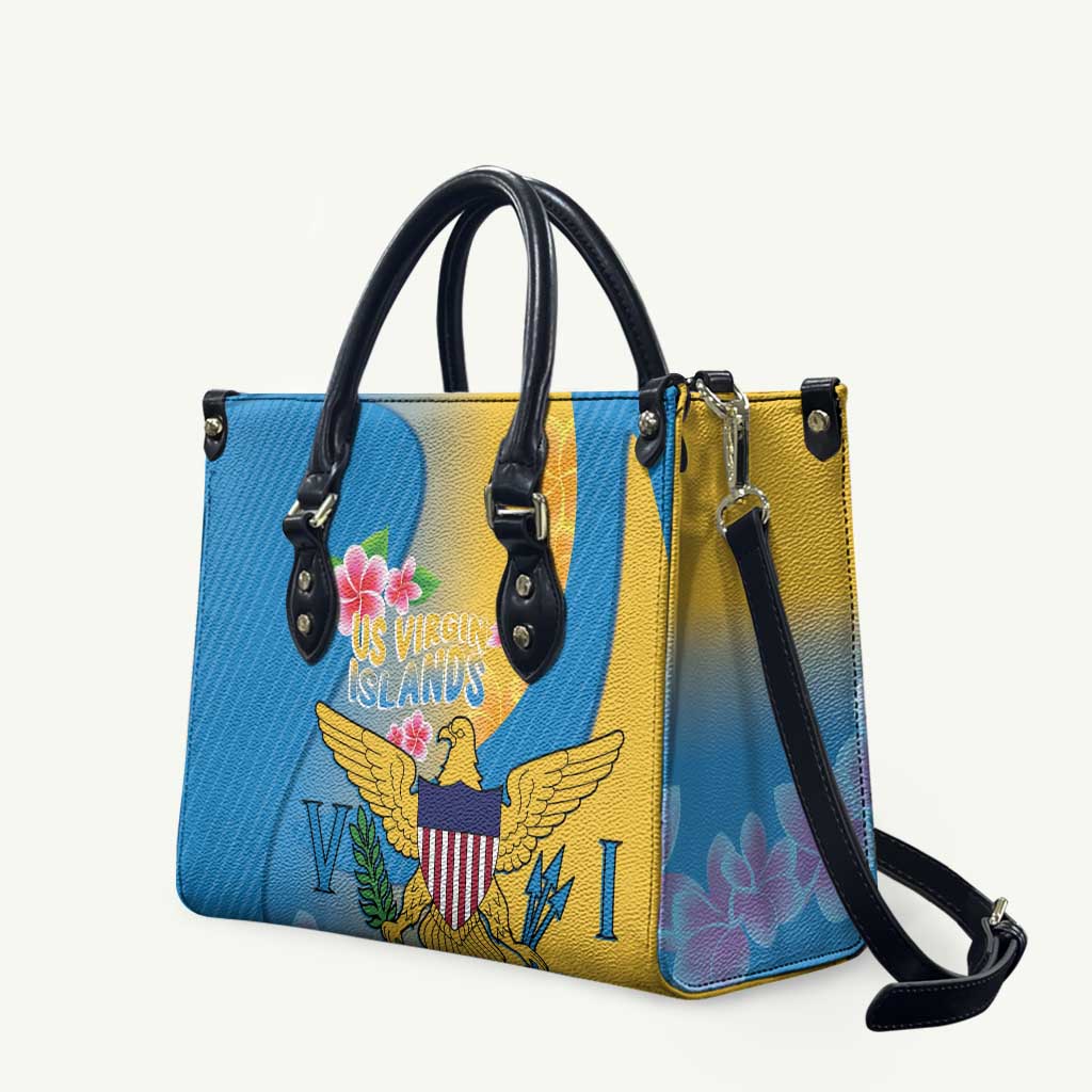 US Virgin Islands Leather Bag Coat of Arms Plumeria Curve Style - Wonder Print Shop