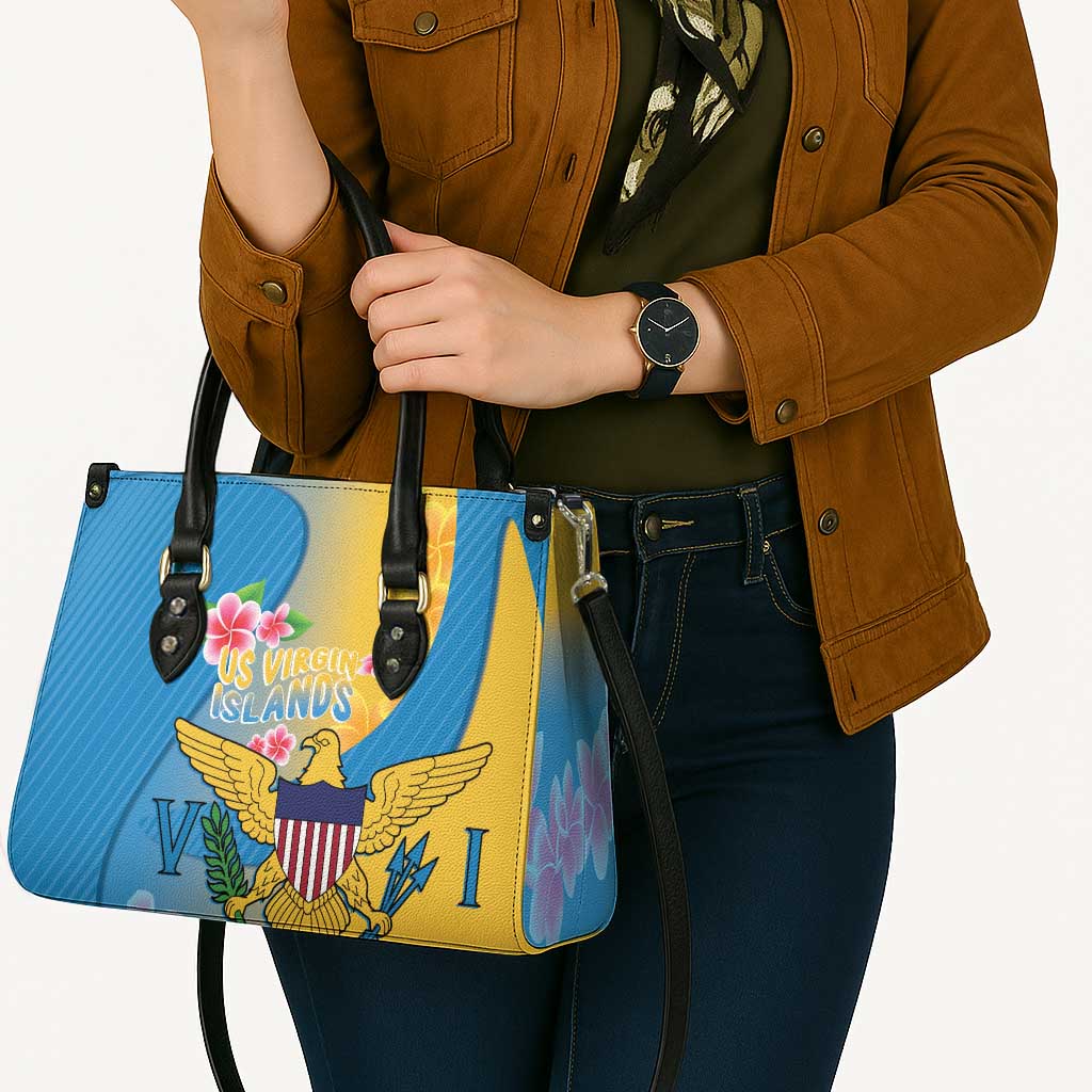 US Virgin Islands Leather Bag Coat of Arms Plumeria Curve Style - Wonder Print Shop