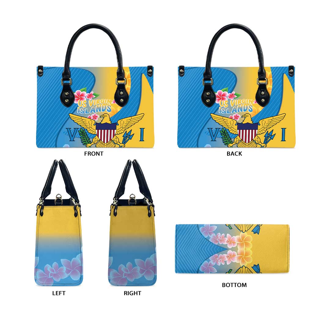 US Virgin Islands Leather Bag Coat of Arms Plumeria Curve Style - Wonder Print Shop