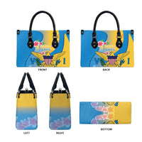 US Virgin Islands Leather Bag Coat of Arms Plumeria Curve Style - Wonder Print Shop
