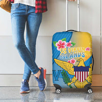 US Virgin Islands Luggage Cover Coat of Arms Plumeria Curve Style - Wonder Print Shop