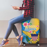 US Virgin Islands Luggage Cover Coat of Arms Plumeria Curve Style - Wonder Print Shop