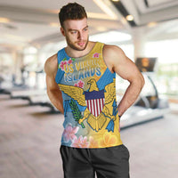 US Virgin Islands Men Tank Top Coat of Arms Plumeria Curve Style - Wonder Print Shop