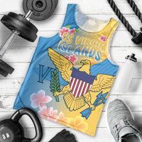 US Virgin Islands Men Tank Top Coat of Arms Plumeria Curve Style - Wonder Print Shop