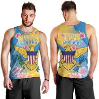 US Virgin Islands Men Tank Top Coat of Arms Plumeria Curve Style - Wonder Print Shop