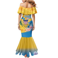 US Virgin Islands Mermaid Dress Coat of Arms Plumeria Curve Style - Wonder Print Shop