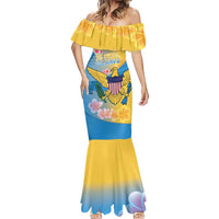 US Virgin Islands Mermaid Dress Coat of Arms Plumeria Curve Style - Wonder Print Shop