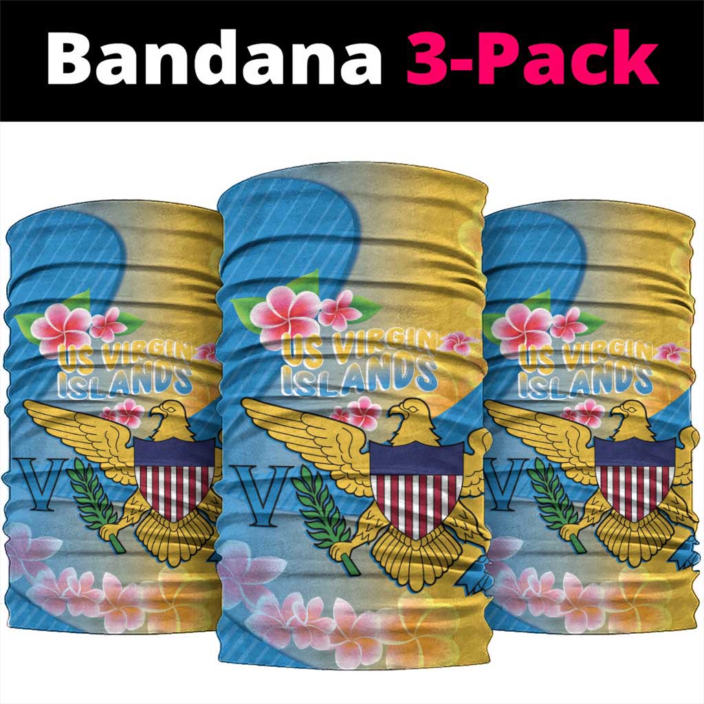 US Virgin Islands Neck Gaiter Coat of Arms Plumeria Curve Style - Wonder Print Shop