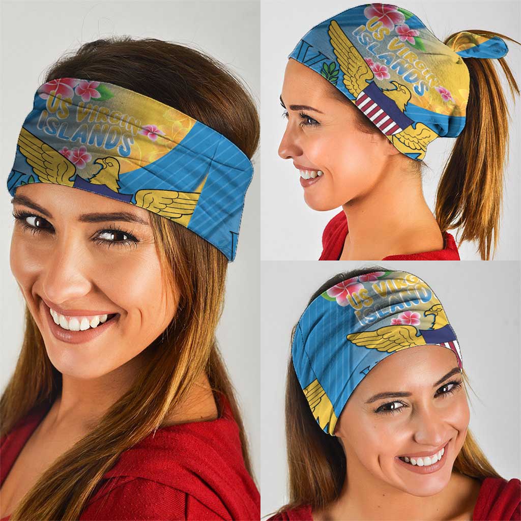US Virgin Islands Neck Gaiter Coat of Arms Plumeria Curve Style - Wonder Print Shop