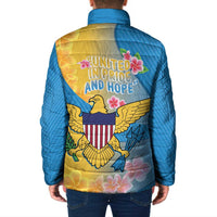 US Virgin Islands Padded Jacket Coat of Arms Plumeria Curve Style - Wonder Print Shop