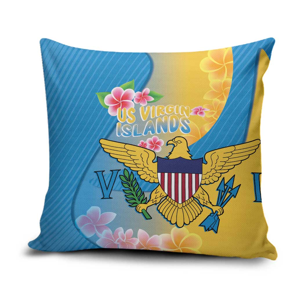 US Virgin Islands Pillow Cover Coat of Arms Plumeria Curve Style - Wonder Print Shop