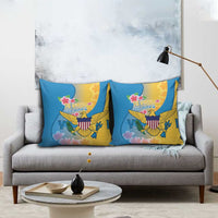 US Virgin Islands Pillow Cover Coat of Arms Plumeria Curve Style - Wonder Print Shop