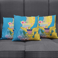 US Virgin Islands Pillow Cover Coat of Arms Plumeria Curve Style - Wonder Print Shop