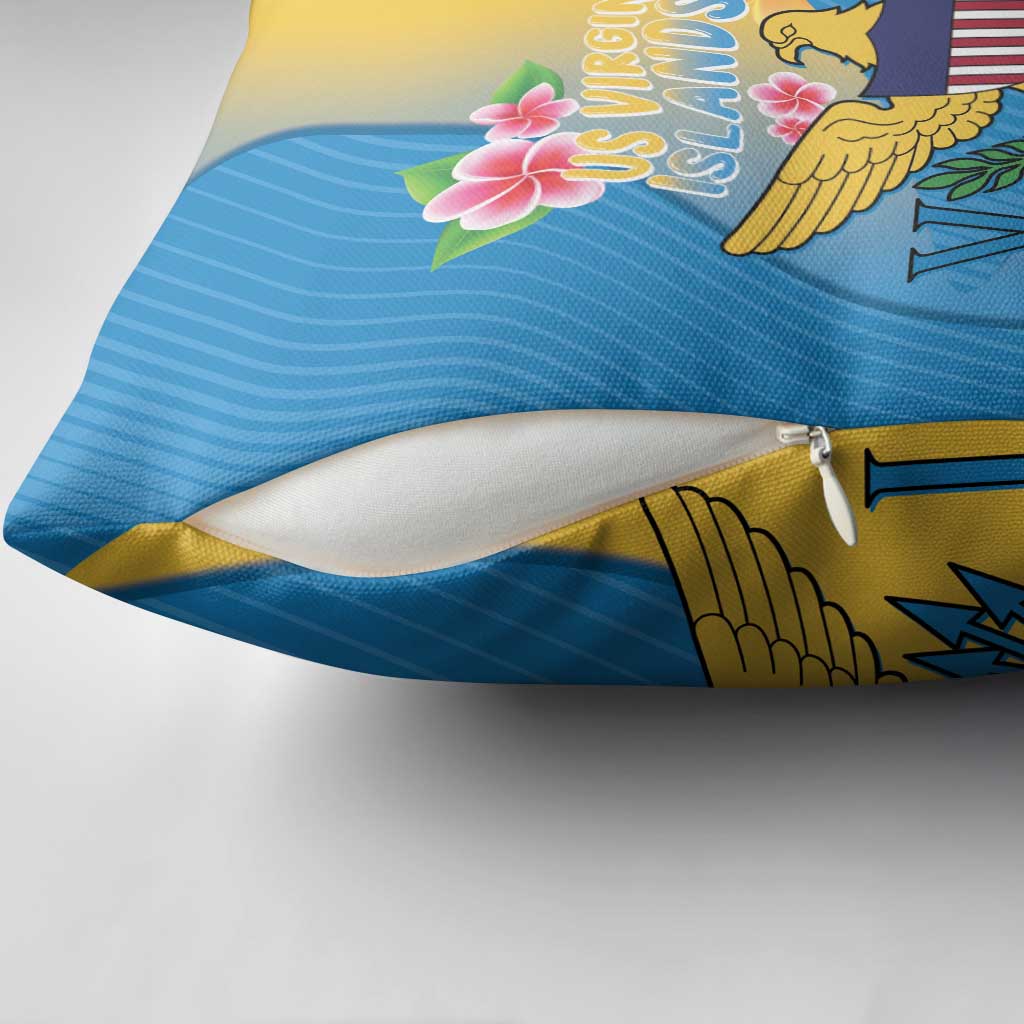 US Virgin Islands Pillow Cover Coat of Arms Plumeria Curve Style - Wonder Print Shop