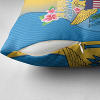 US Virgin Islands Pillow Cover Coat of Arms Plumeria Curve Style - Wonder Print Shop