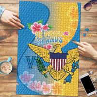 US Virgin Islands Puzzle Coat of Arms Plumeria Curve Style - Wonder Print Shop