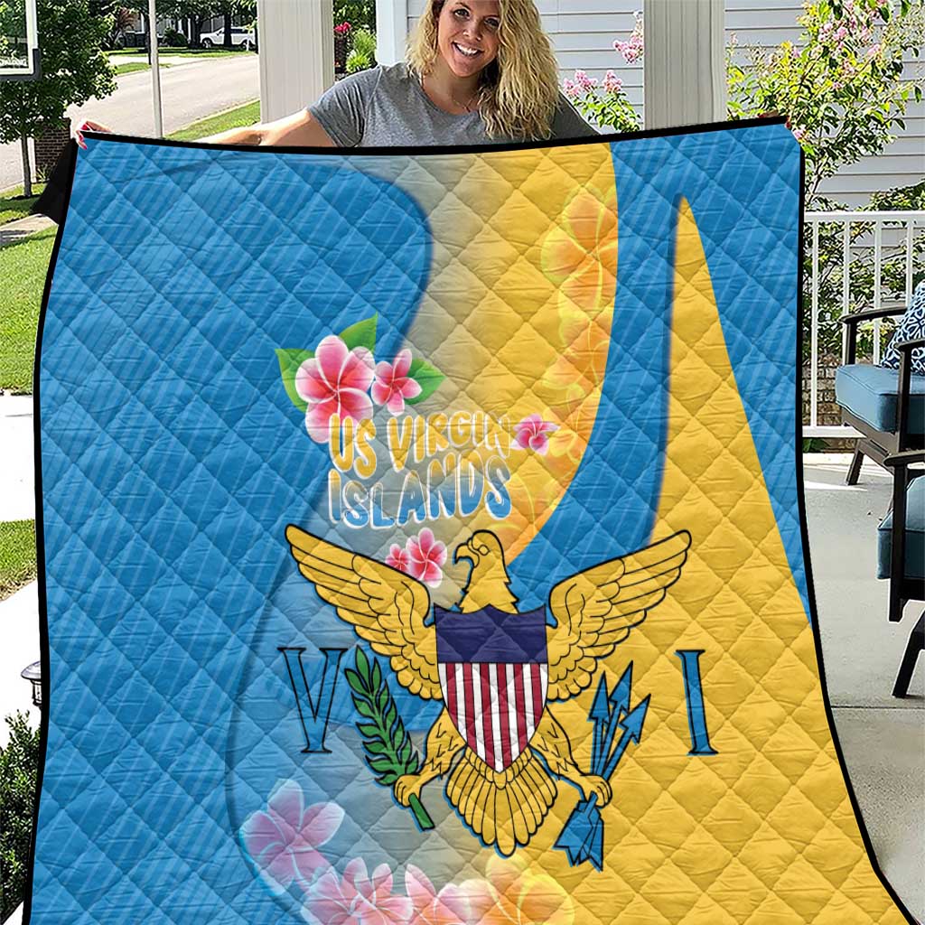 US Virgin Islands Quilt Coat of Arms Plumeria Curve Style - Wonder Print Shop