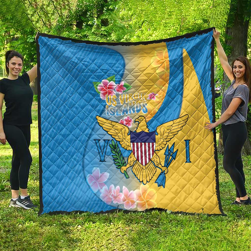 US Virgin Islands Quilt Coat of Arms Plumeria Curve Style - Wonder Print Shop