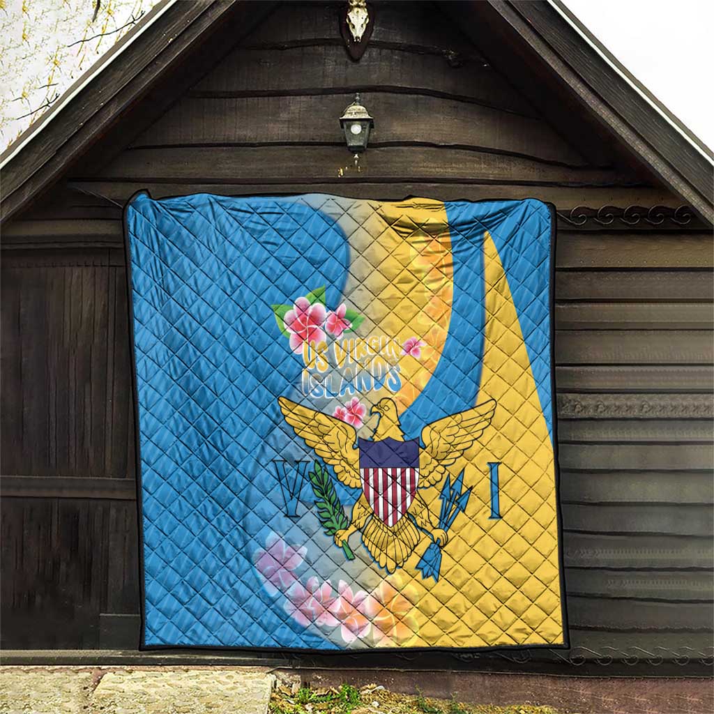 US Virgin Islands Quilt Coat of Arms Plumeria Curve Style - Wonder Print Shop