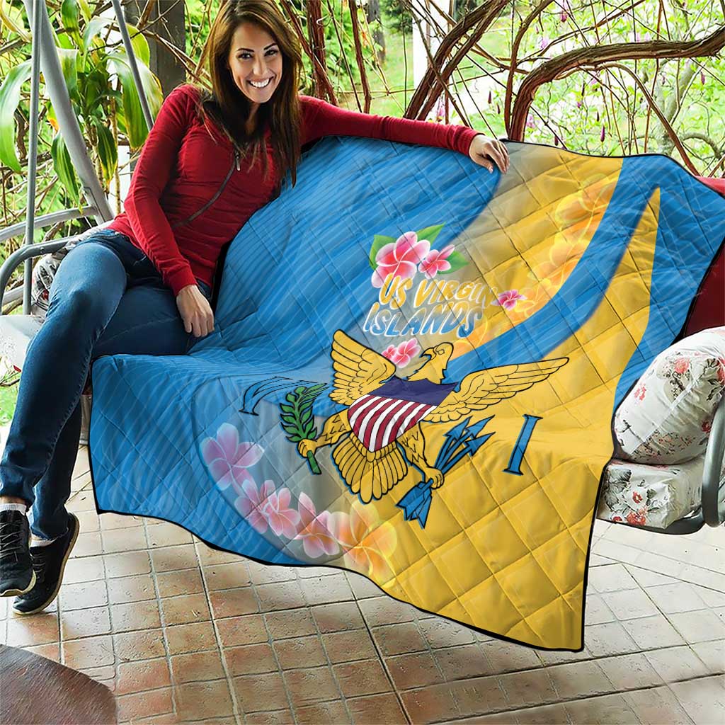 US Virgin Islands Quilt Coat of Arms Plumeria Curve Style - Wonder Print Shop