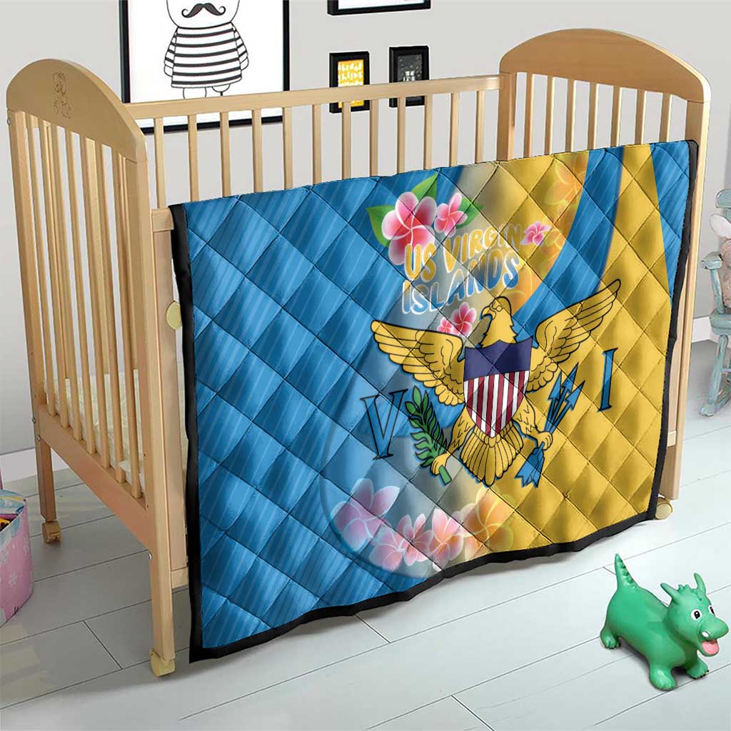 US Virgin Islands Quilt Coat of Arms Plumeria Curve Style - Wonder Print Shop