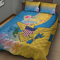 US Virgin Islands Quilt Bed Set Coat of Arms Plumeria Curve Style - Wonder Print Shop