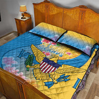 US Virgin Islands Quilt Bed Set Coat of Arms Plumeria Curve Style - Wonder Print Shop