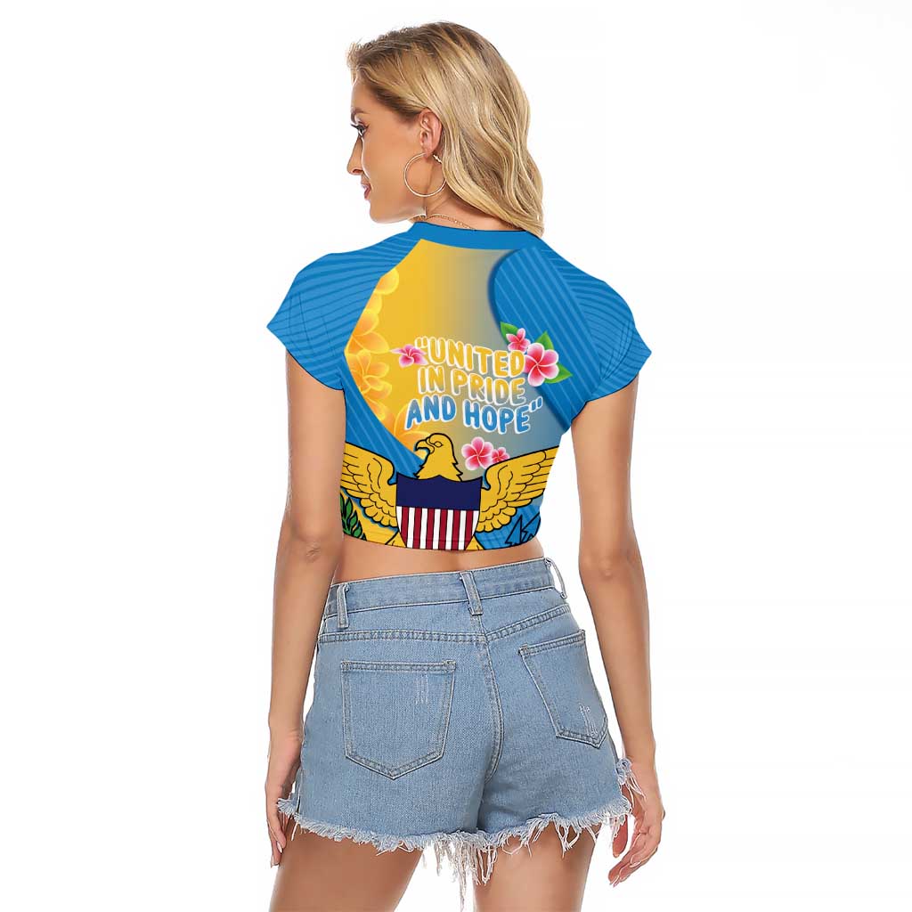 US Virgin Islands Raglan Cropped T Shirt Coat of Arms Plumeria Curve Style - Wonder Print Shop