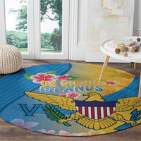 US Virgin Islands Round Carpet Coat of Arms Plumeria Curve Style - Wonder Print Shop