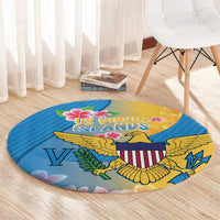 US Virgin Islands Round Carpet Coat of Arms Plumeria Curve Style - Wonder Print Shop