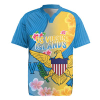 US Virgin Islands Rugby Jersey Coat of Arms Plumeria Curve Style - Wonder Print Shop