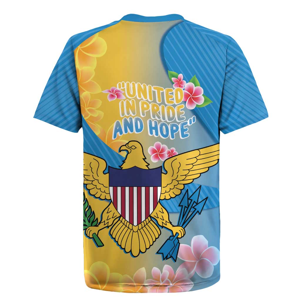 US Virgin Islands Rugby Jersey Coat of Arms Plumeria Curve Style - Wonder Print Shop