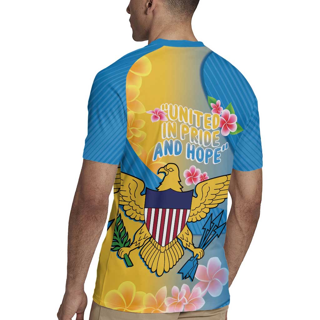 US Virgin Islands Rugby Jersey Coat of Arms Plumeria Curve Style - Wonder Print Shop