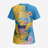 US Virgin Islands Scrub Top Coat of Arms Plumeria Curve Style - Wonder Print Shop